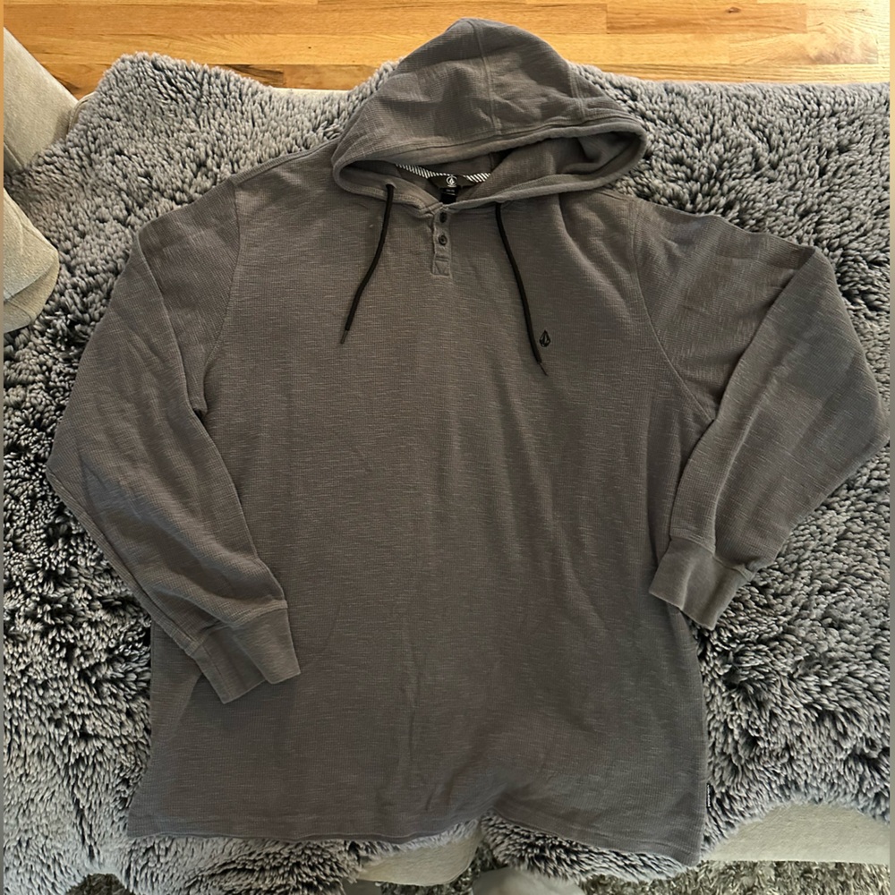 Volcom Deep Army Green Waffle Knit Hoodie